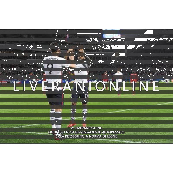 Joie France - Olivier GIROUD / Benoit TREMOULINAS - 29.03.2015 - France / Danemark - Match amical -Saint Etienne- Photo : Jean Paul Thomas / Icon Sport AG ALDO LIVERANI SAS ONLY ITALY