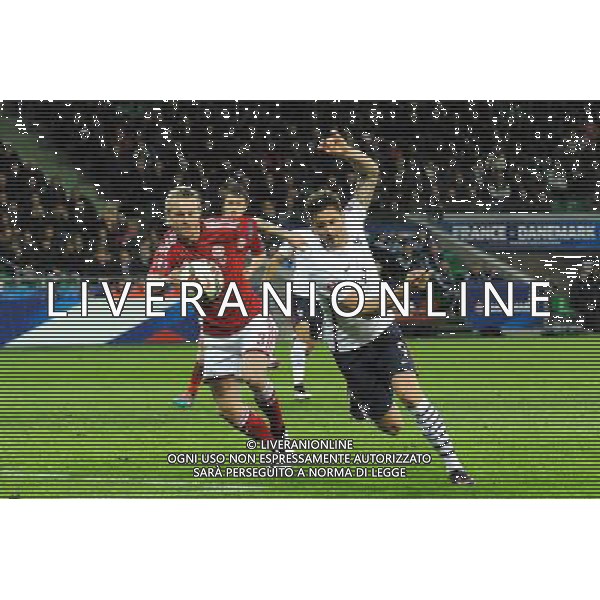Simon KJAER / Olivier GIROUD - 29.03.2015 - France / Danemark - Match amical -Saint Etienne- Photo : Jean Paul Thomas / Icon Sport AG ALDO LIVERANI SAS ONLY ITALY