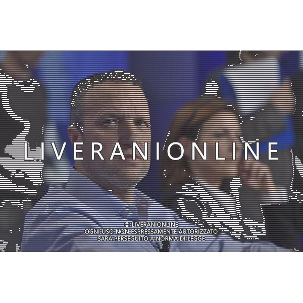 Trasmissione televisiva \'Porta a Porta\' del 02 aprile 2015 nella foto Flavio Tosi e Alessandra Moretti ©Corradetti/Agenzia Aldo Liverani sas