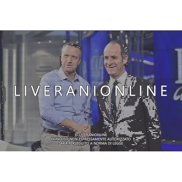 Trasmissione televisiva \'Porta a Porta\' del 02 aprile 2015 nella foto Flavio Tosi e Luca Zaia ©Corradetti/Agenzia Aldo Liverani sas