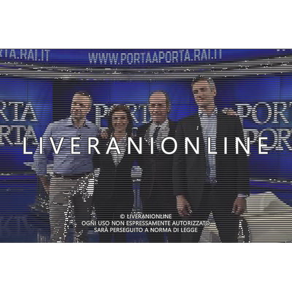 Trasmissione televisiva \'Porta a Porta\' del 02 aprile 2015 nella foto Flavio Tosi Alessandra Moretti Jacopo Berti e Luca Zaia ©Corradetti/Agenzia Aldo Liverani sas