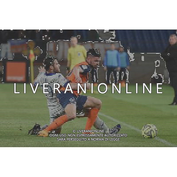 Morgan Sanson / Gilles Cioni - 04.04.2015 - Montpellier / Bastia - 31eme journee de Ligue 1 Photo : Andre Delon / Icon Sport /Agenzia Aldo Liverani sas - ITALY ONLY - EDITORIAL USE ONLY
