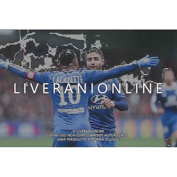Joie Nabil FEKIR / Alexandre LACAZETTE - 04.04.2015 - Guingamp / Lyon - 31eme journee de Ligue 1 Photo : Vincent Michel / Icon Sport /Agenzia Aldo Liverani sas - ITALY ONLY - EDITORIAL USE ONLY