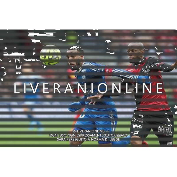 Alexandre LACAZETTE / Baissama SANKOH - 04.04.2015 - Guingamp / Lyon - 31eme journee de Ligue 1 Photo : Vincent Michel / Icon Sport /Agenzia Aldo Liverani sas - ITALY ONLY - EDITORIAL USE ONLY
