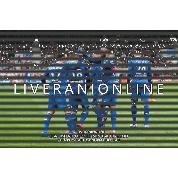 Joie Alexandre LACAZETTE - 04.04.2015 - Guingamp / Lyon - 31eme journee de Ligue 1 Photo : Vincent Michel / Icon Sport /Agenzia Aldo Liverani sas - ITALY ONLY - EDITORIAL USE ONLY