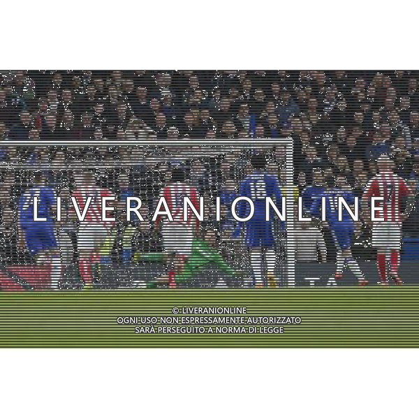 Stoke City\'s Asmir Begovic is beaten by the penalty kick of Chelsea\'s Eden Hazard to make the score 1-0 Photographer Craig Mercer/CameraSport Football - Barclays Premiership - Chelsea v Stoke City - Saturday 4th April 2015 - Stamford Bridge - London © CameraSport - 43 Linden Ave. Countesthorpe. Leicester. England. LE8 5PG - Tel: +44 (0) 116 277 4147 - admin@camerasport.com - www.camerasport.com AG ALDO LIVERANI SAS ONLY ITALY