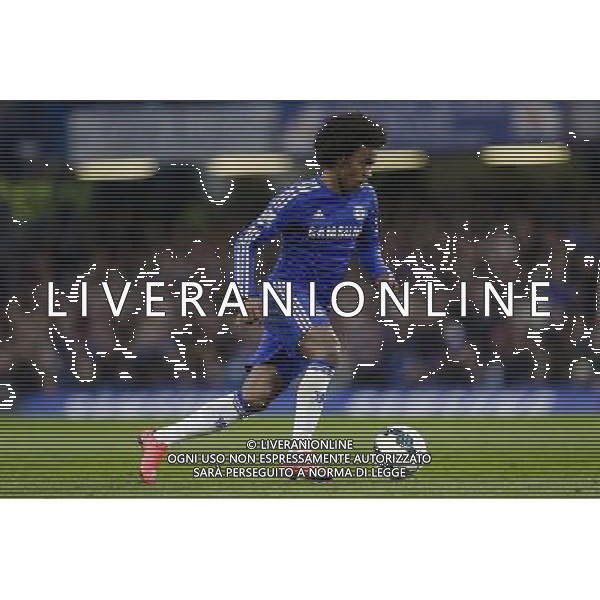 Chelsea\'s Willian in action during todays match Photographer Craig Mercer/CameraSport Football - Barclays Premiership - Chelsea v Stoke City - Saturday 4th April 2015 - Stamford Bridge - London © CameraSport - 43 Linden Ave. Countesthorpe. Leicester. England. LE8 5PG - Tel: +44 (0) 116 277 4147 - admin@camerasport.com - www.camerasport.com AG ALDO LIVERANI SAS ONLY ITALY