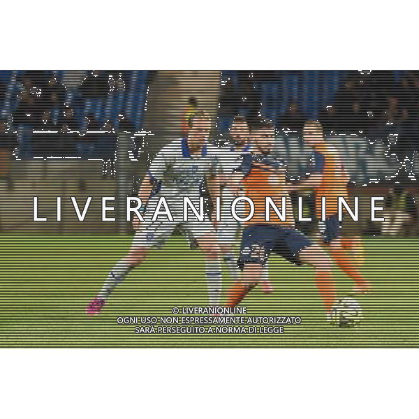 Morgan Sanson / Guillaume Gillet - 04.04.2015 - Montpellier / Bastia - 31eme journee de Ligue 1 Photo : Andre Delon / Icon Sport AG ALDO LIVERANI SAS ONLY ITALY