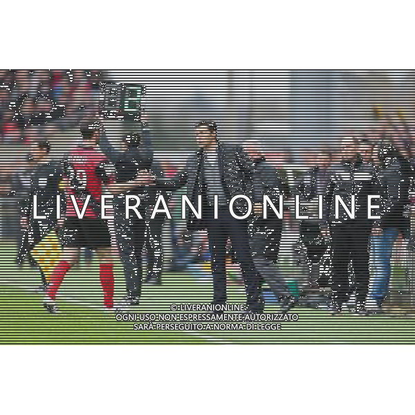 EXPULSION Christophe KERBRAT / Hubert FOURNIER - 04.04.2015 - Guingamp / Lyon - 31eme journee de Ligue 1 Photo : Vincent Michel / Icon Sport AG ALDO LIVERANI SAS ONLY ITALY