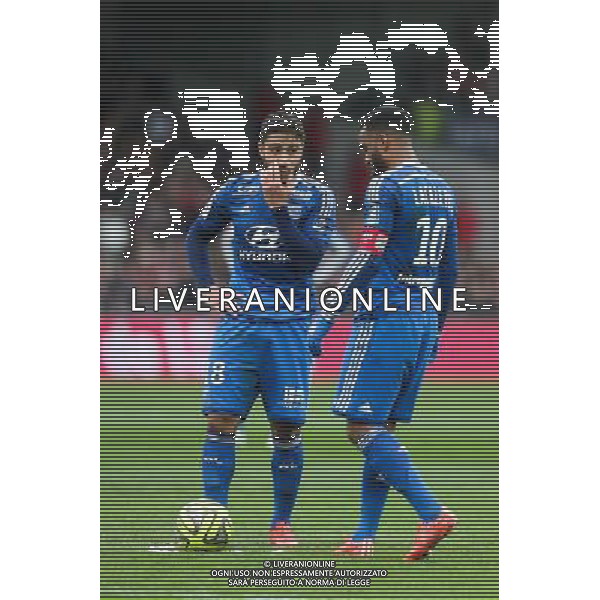 Nabil FEKIR / Alexandre LACAZETTE - 04.04.2015 - Guingamp / Lyon - 31eme journee de Ligue 1 Photo : Vincent Michel / Icon Sport AG ALDO LIVERANI SAS ONLY ITALY