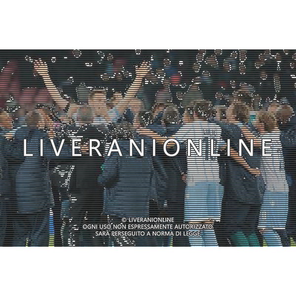 NAPOLI - LAZIO SEMIFINALE DI RITORNO COPPA ITALIA TIM CUP 08 APRILE 2015 NELLA FOTO: ESULTANZA DEI GIOCATORI DELLA LAZIO A FINE GARA ©MOSCA/Agenzia Aldo Liverani Sas