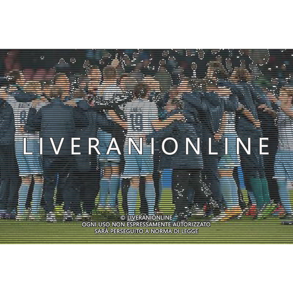 NAPOLI - LAZIO SEMIFINALE DI RITORNO COPPA ITALIA TIM CUP 08 APRILE 2015 NELLA FOTO: ESULTANZA DEI GIOCATORI DELLA LAZIO A FINE GARA ©MOSCA/Agenzia Aldo Liverani Sas