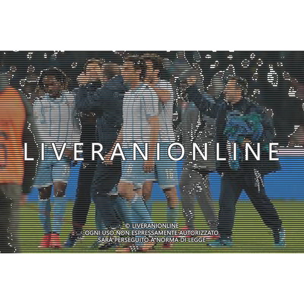 NAPOLI - LAZIO SEMIFINALE DI RITORNO COPPA ITALIA TIM CUP 08 APRILE 2015 NELLA FOTO: ESULTANZA DEI GIOCATORI DELLA LAZIO A FINE GARA ©MOSCA/Agenzia Aldo Liverani Sas