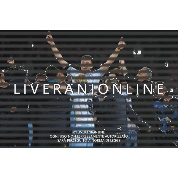 NAPOLI - LAZIO SEMIFINALE DI RITORNO COPPA ITALIA TIM CUP 08 APRILE 2015 NELLA FOTO: ESULTANZA DEI GIOCATORI DELLA LAZIO A FINE GARA ©MOSCA/Agenzia Aldo Liverani Sas