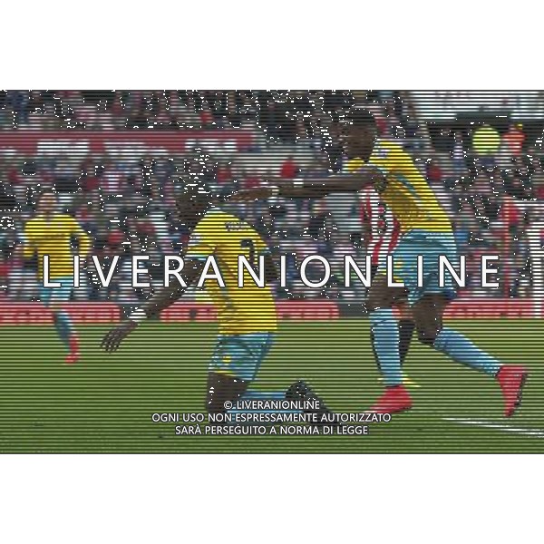 Crystal Palace\'s Yannick Bolasie celebrates scoring his sides fourth goal, earning himself a hat trick in the process Photographer Rich Linley/CameraSport Football - Barclays Premiership - Sunderland v Crystal Palace - Saturday 11th April 2015 - Sunderland Stadium of Light - Sunderland © CameraSport - 43 Linden Ave. Countesthorpe. Leicester. England. LE8 5PG - Tel: +44 (0) 116 277 4147 - admin@camerasport.com - www.camerasport.com AG ALDO LIVERANI SAS ONLY ITALY