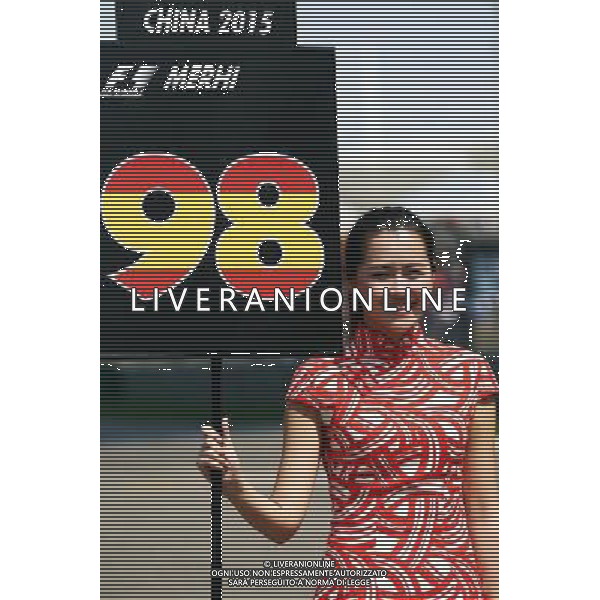 Grid girl. 12.04.2015. Formula 1 World Championship, Rd 3, Chinese Grand Prix, Shanghai, China, Race Day. AG ALDO LIVERANI SAS ONLY ITALY