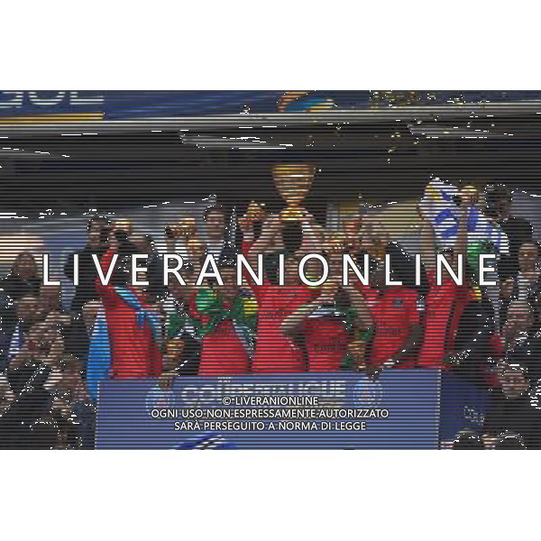 Victoire du PSG / Thiago Silva - 11.04.2015 - Bastia / PSG - Finale de la Coupe de la Ligue 2015 Photo : Dave Winter / Icon Sport AG ALDO LIVERANI SAS ONLY ITALY