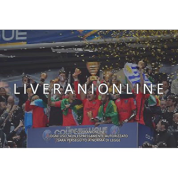 Victoire du PSG / Thiago Silva - 11.04.2015 - Bastia / PSG - Finale de la Coupe de la Ligue 2015 Photo : Dave Winter / Icon Sport AG ALDO LIVERANI SAS ONLY ITALY