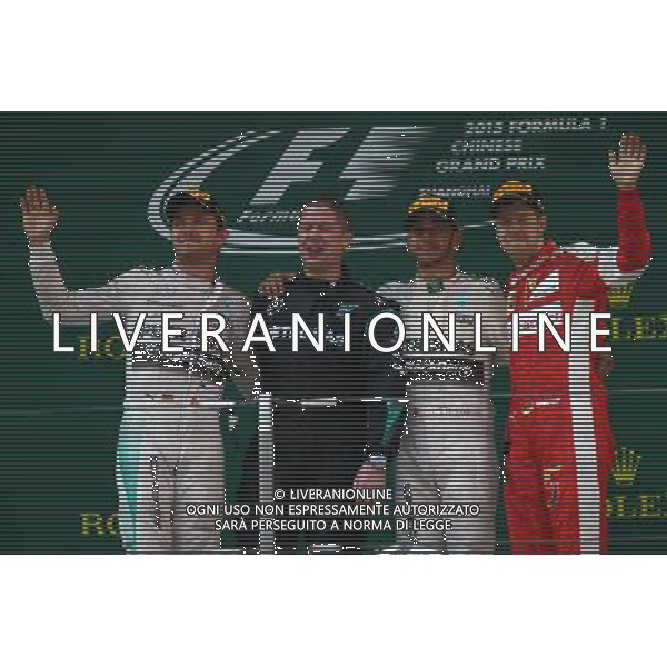 1st place for Lewis Hamilton (GBR) Mercedes AMG F1 W06, 2nd for Nico Rosberg (GER) Mercedes AMG F1 and 3rd for Sebastian Vettel (GER) Ferrari SF15-T. 12.04.2015. Formula 1 World Championship, Rd 3, Chinese Grand Prix, Shanghai, China, Race Day. 