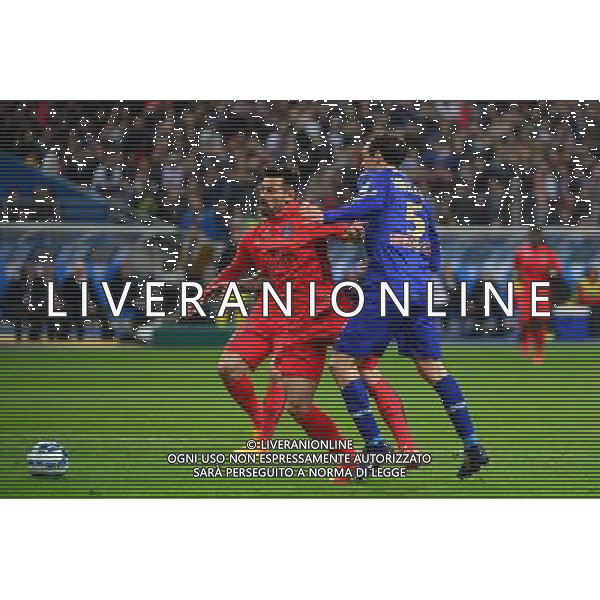 Ezequiel LAVEZZI / faute de Sebastien SQUILLACI / Penalty - 11.04.2015 - Bastia / PSG - Finale de la Coupe de la Ligue 2015 Photo : Dave Winter / Icon Sport