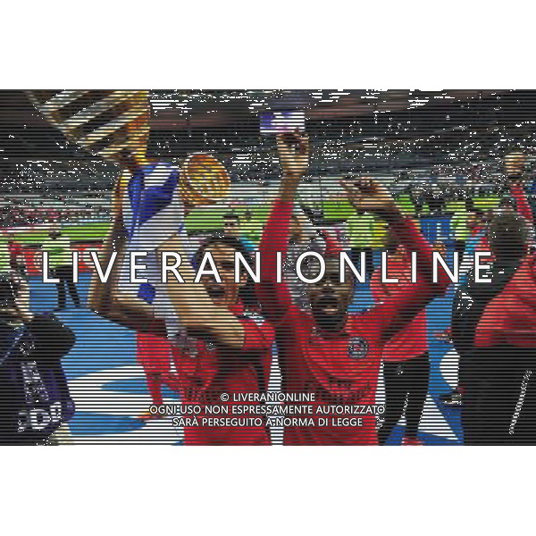 Victoire du PSG / Edinson CAVANI / Blaise MATUIDI - 11.04.2015 - Bastia / PSG - Finale de la Coupe de la Ligue 2015 Photo : Dave Winter / Icon Sport
