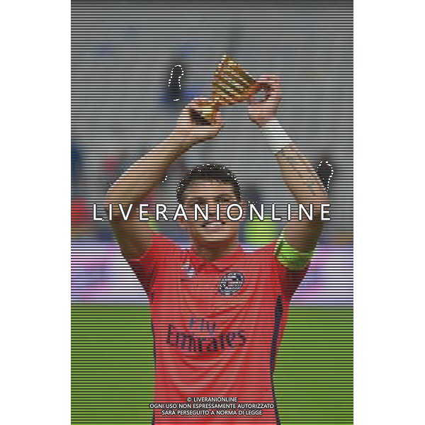 Victoire du PSG / Thiago SILVA - 11.04.2015 - Bastia / PSG - Finale de la Coupe de la Ligue 2015 Photo : Dave Winter / Icon Sport