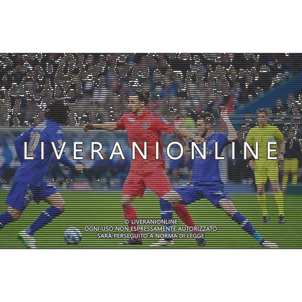 Zlatan IBRAHIMOVIC / Mathieu PEYBERNES - 11.04.2015 - Bastia / PSG - Finale de la Coupe de la Ligue 2015 Photo : Dave Winter / Icon Sport