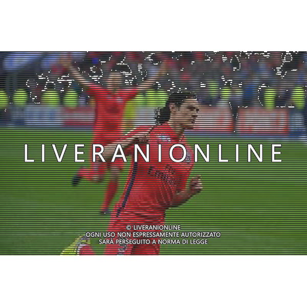 Joie Edinson CAVANI - 11.04.2015 - Bastia / PSG - Finale de la Coupe de la Ligue 2015 Photo : Dave Winter / Icon Sport