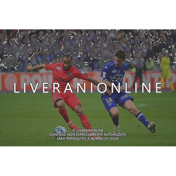 LUCAS MOURA / Yannick CAHUZAC - 11.04.2015 - Bastia / PSG - Finale de la Coupe de la Ligue 2015 Photo : Dave Winter / Icon Sport