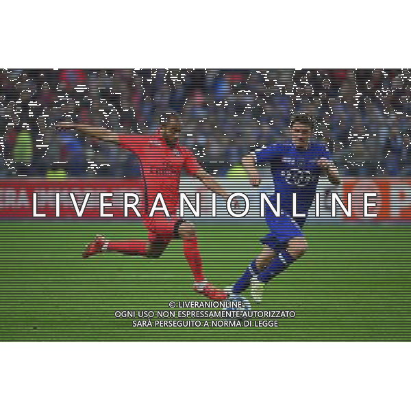 LUCAS MOURA / Yannick CAHUZAC - 11.04.2015 - Bastia / PSG - Finale de la Coupe de la Ligue 2015 Photo : Dave Winter / Icon Sport