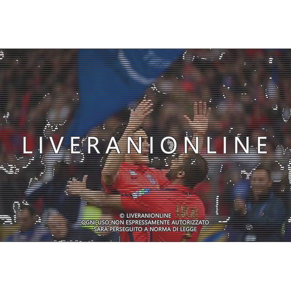 Joie Edinson CAVANI / LUCAS MOURA - 11.04.2015 - Bastia / PSG - Finale de la Coupe de la Ligue 2015 Photo : Dave Winter / Icon Sport