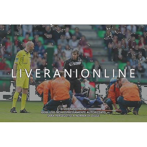 BLESSURE Thibault GIRESSE - 12.04.2015 - Rennes / Guingamp - 32eme journee de Ligue 1 Photo : Vincent Michel / Icon Sport AG ALDO LIVERANI SAS ONLY ITALY