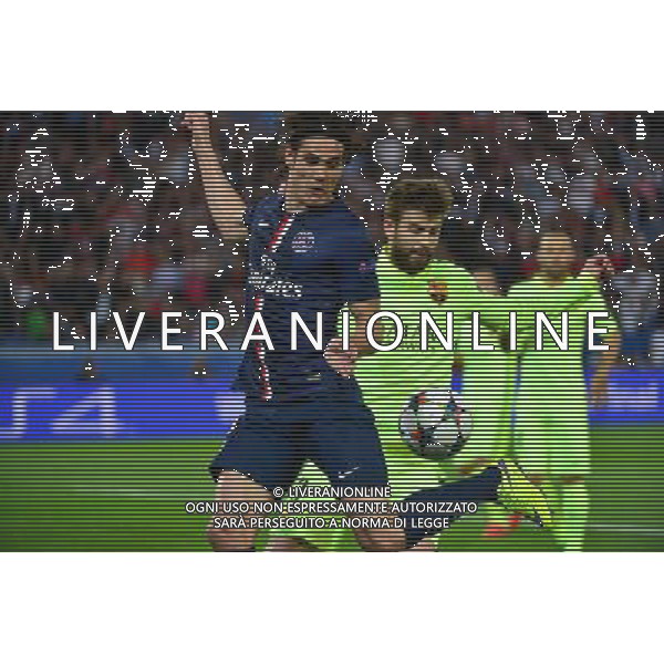 Edinson CAVANI / Gerard PIQUE - 15.04.2015 - Paris Saint Germain / Barcelone - 1/4Finale Aller Champions League Photo : Dave Winter / Icon Sport AG ALDO LIVERANI SAS ONLY ITALY