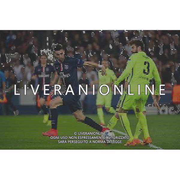 Javier PASTORE / Gerard PIQUE - 15.04.2015 - Paris Saint Germain / Barcelone - 1/4Finale Aller Champions League Photo : Dave Winter / Icon Sport AG ALDO LIVERANI SAS ONLY ITALY