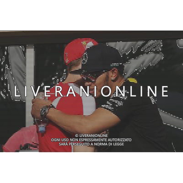 (L to R): Sebastian Vettel (GER) Ferrari with Lewis Hamilton (GBR) Mercedes AMG F1. 16.04.2015. Formula 1 World Championship, Rd 4, Bahrain Grand Prix, Sakhir, Bahrain, Preparation Day. AG ALDO LIVERANI SAS ONLY ITALY