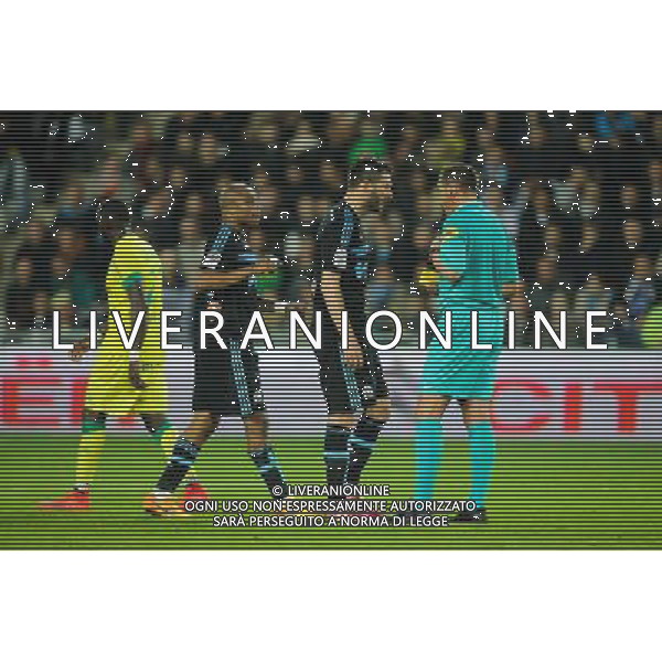 Andre AYEW / Andre Pierre GIGNAC / Stephane LANNOY - 17.04.2015 - Nantes / Marseille - 33eme journee de Ligue 1 Photo : Vincent Michel / Icon Sport /Agenzia Aldo Liverani sas - ITALY ONLY - EDITORIAL USE ONLY