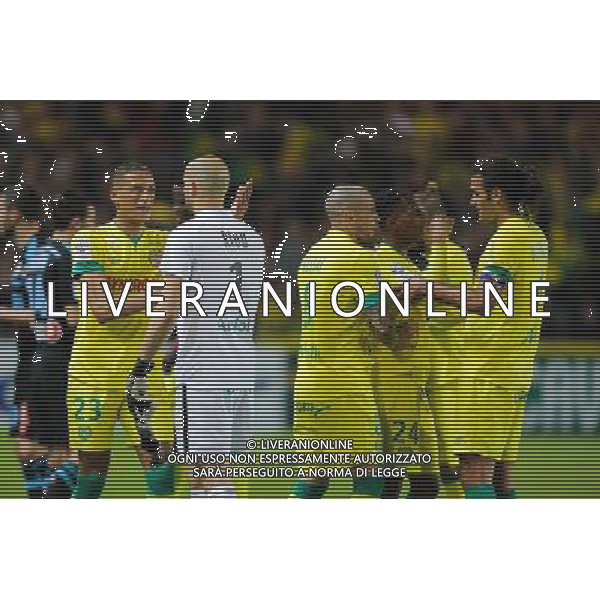 Joie Yacine BAMMOU / Remy RIOU - 17.04.2015 - Nantes / Marseille - 33eme journee de Ligue 1 Photo : Vincent Michel / Icon Sport /Agenzia Aldo Liverani sas - ITALY ONLY - EDITORIAL USE ONLY
