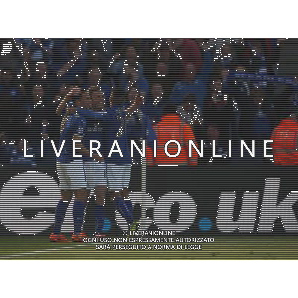 Leicester City\'s Andy King (C) celebrates scoring his sides second goal Photographer Jack Phillips/CameraSport Football - Barclays Premiership - Leicester City v Swansea City - Saturday 18th April 2015 - King Power Stadium - Leicester © CameraSport - 43 Linden Ave. Countesthorpe. Leicester. England. LE8 5PG - Tel: +44 (0) 116 277 4147 - admin@camerasport.com - www.camerasport.com AG ALDO LIVERANI SAS ONLY ITALY