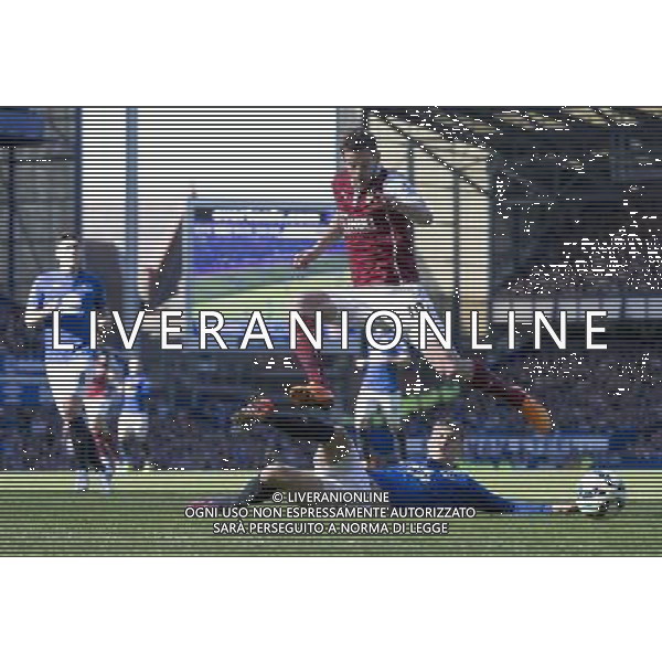 Burnley\'s Lukas Jutkiewicz loses the ball to a slide tackle from Everton\'s John Stones Photographer Stephen White/CameraSport Football - Barclays Premiership - Everton v Burnley - Saturday 18th April 2015 - Goodison Park - Everton © CameraSport - 43 Linden Ave. Countesthorpe. Leicester. England. LE8 5PG - Tel: +44 (0) 116 277 4147 - admin@camerasport.com - www.camerasport.com AG ALDO LIVERANI SAS ONLY ITALY