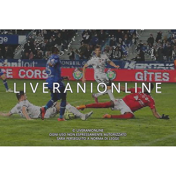 Francois KAMANO / Kossi AGASSA - 18.04.2015 - Bastia / Reims - 33eme journee de Ligue 1 Photo : Michel Maestracci / Icon Sport AG ALDO LIVERANI SAS ONLY ITALY