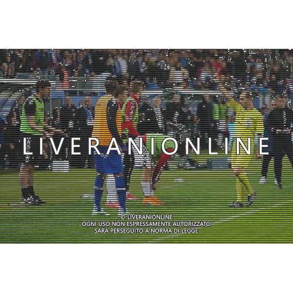 Carton Jaune - Nicolas de PREVILLE - 18.04.2015 - Bastia / Reims - 33eme journee de Ligue 1 Photo : Michel Maestracci / Icon Sport AG ALDO LIVERANI SAS ONLY ITALY