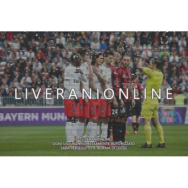Illustration Mur PSG - Blaise MATUIDI / Adrien RABIOT / Edinson CAVANI / Javier PASTORE - 18.04.2015 - Nice / Paris Saint Germain - 33eme journee de Ligue 1 Photo : Serge Haouzi / Icon Sport AG ALDO LIVERANI SAS ONLY ITALY