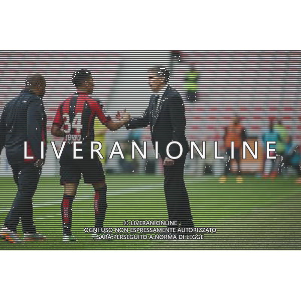 Mohamed BENRAHMA / Claude PUEL - 18.04.2015 - Nice / Paris Saint Germain - 33eme journee de Ligue 1 Photo : Serge Haouzi / Icon Sport AG ALDO LIVERANI SAS ONLY ITALY