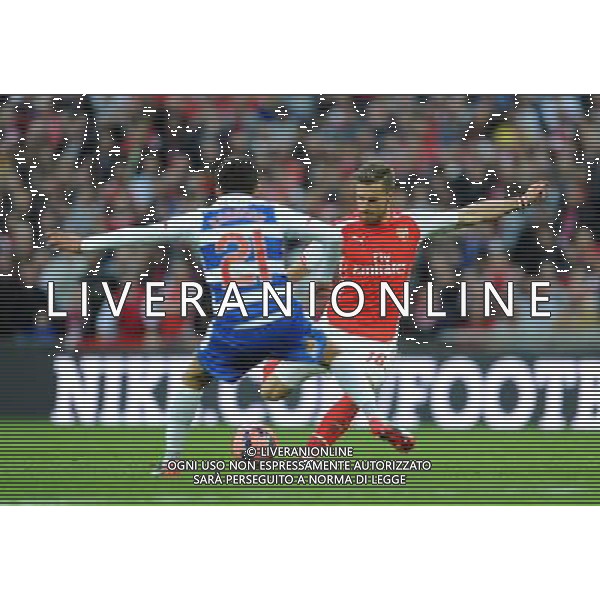 Arsenal\'s Aaron Ramsey in action during todays match Photographer Ian Cook/CameraSport Football - The FA Cup Semi-Final - Reading v Arsenal - Saturday 18th April 2015 - Wembley - London © CameraSport - 43 Linden Ave. Countesthorpe. Leicester. England. LE8 5PG - Tel: +44 (0) 116 277 4147 - admin@camerasport.com - www.camerasport.com AG ALDO LIVERANI SAS ONLY ITALY