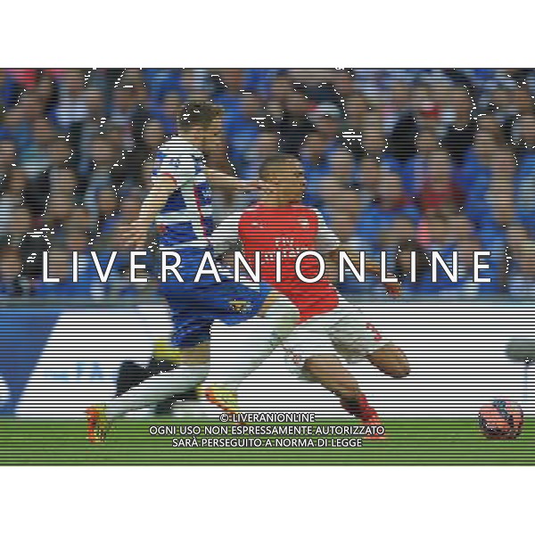 Arsenal\'s Kieran Gibbs whips the ball into the box Photographer Ian Cook/CameraSport Football - The FA Cup Semi-Final - Reading v Arsenal - Saturday 18th April 2015 - Wembley - London © CameraSport - 43 Linden Ave. Countesthorpe. Leicester. England. LE8 5PG - Tel: +44 (0) 116 277 4147 - admin@camerasport.com - www.camerasport.com AG ALDO LIVERANI SAS ONLY ITALY