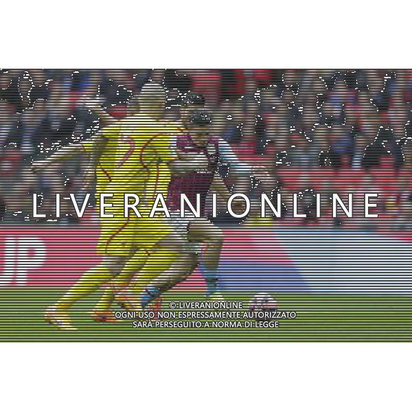 Aston Villa\'s Jack Grealish takes on the Liverpool defence Photographer Craig Mercer/CameraSport Football - The FA Cup Semi-Final - Aston Villa v Liverpool - Sunday 19th April 2015 - Wembley - London © CameraSport - 43 Linden Ave. Countesthorpe. Leicester. England. LE8 5PG - Tel: +44 (0) 116 277 4147 - admin@camerasport.com - www.camerasport.com AG ALDO LIVERANI SAS ONLY ITALY