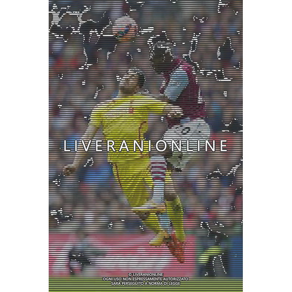 Aston Villa\'s Christian Benteke battles for possession with Liverpool\'s Emre Can Photographer Craig Mercer/CameraSport Football - The FA Cup Semi-Final - Aston Villa v Liverpool - Sunday 19th April 2015 - Wembley - London © CameraSport - 43 Linden Ave. Countesthorpe. Leicester. England. LE8 5PG - Tel: +44 (0) 116 277 4147 - admin@camerasport.com - www.camerasport.com AG ALDO LIVERANI SAS ONLY ITALY