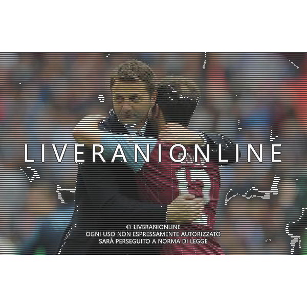 Aston Villa manager Tim Sherwood congratulates Joe Cole on reaching the FA cup final Photographer Ian Cook/CameraSport Football - The FA Cup Semi-Final - Aston Villa v Liverpool - Sunday 19th April 2015 - Wembley - London © CameraSport - 43 Linden Ave. Countesthorpe. Leicester. England. LE8 5PG - Tel: +44 (0) 116 277 4147 - admin@camerasport.com - www.camerasport.com /Agenzia Aldo Liverani Sas - ITALY ONLY - EDITORIAL USE ONLY