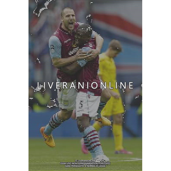 Aston Villa\'s Ron Vlaar (left) \' Jores Okore (right) celebrate their side\'s 2-1 victory at the final whistle Photographer Craig Mercer/CameraSport Football - The FA Cup Semi-Final - Aston Villa v Liverpool - Sunday 19th April 2015 - Wembley - London © CameraSport - 43 Linden Ave. Countesthorpe. Leicester. England. LE8 5PG - Tel: +44 (0) 116 277 4147 - admin@camerasport.com - www.camerasport.com /Agenzia Aldo Liverani Sas - ITALY ONLY - EDITORIAL USE ONLY