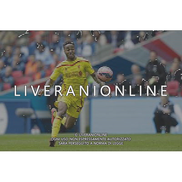 Liverpool\'s Raheem Sterling in action during todays match Photographer Craig Mercer/CameraSport Football - The FA Cup Semi-Final - Aston Villa v Liverpool - Sunday 19th April 2015 - Wembley - London © CameraSport - 43 Linden Ave. Countesthorpe. Leicester. England. LE8 5PG - Tel: +44 (0) 116 277 4147 - admin@camerasport.com - www.camerasport.com /Agenzia Aldo Liverani Sas - ITALY ONLY - EDITORIAL USE ONLY